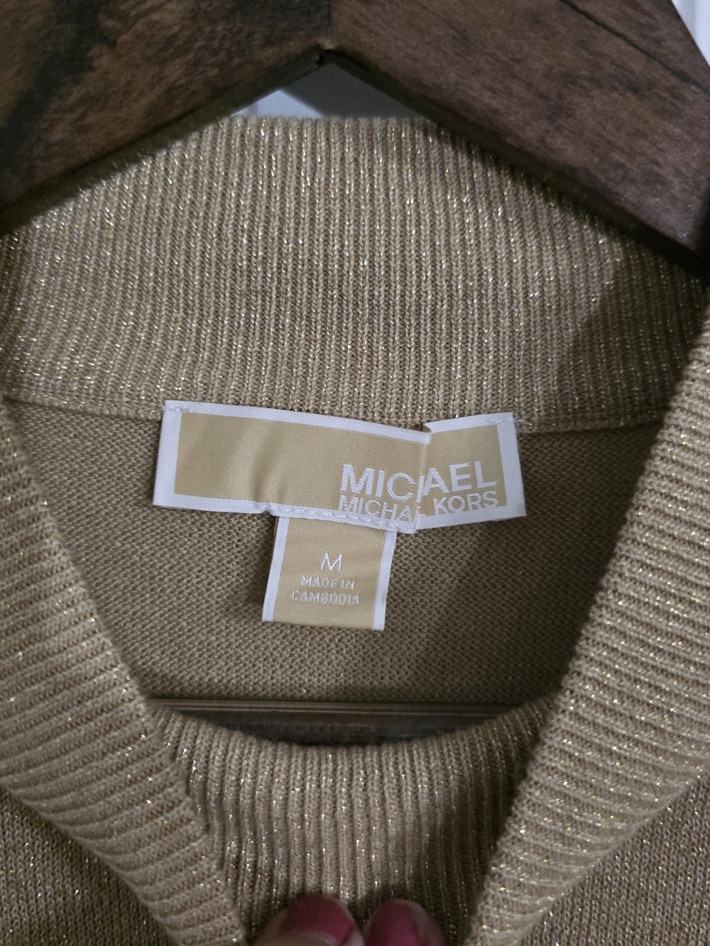 Michael Michael Kors Gold Metallic Puff Sleeve Mock Neck Sweater – Size M - Picture 4 of 10